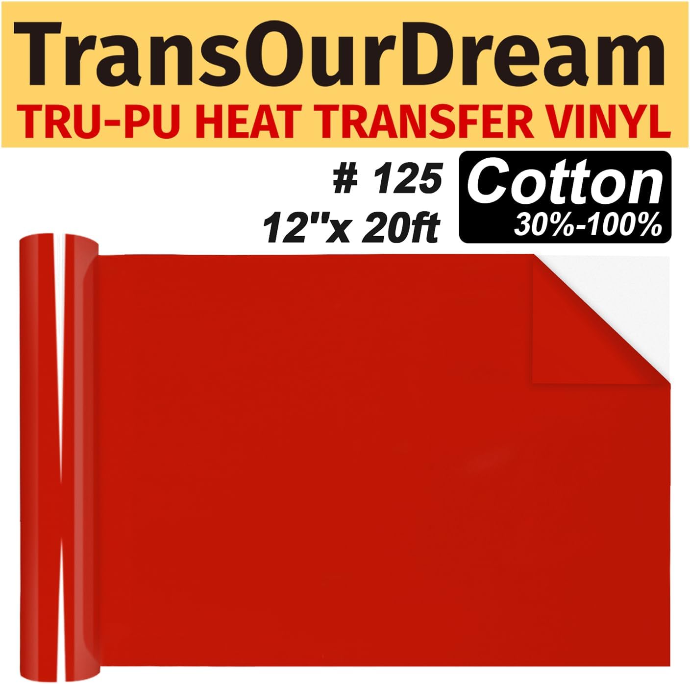 TransOurDream Matte Orange HTV Heat Transfer Vinyl Roll for All Cutter Machines - 12'' x 5ft PU Orange Red Iron on Vinyl for T-Shirts - Thin and Easy to Weed