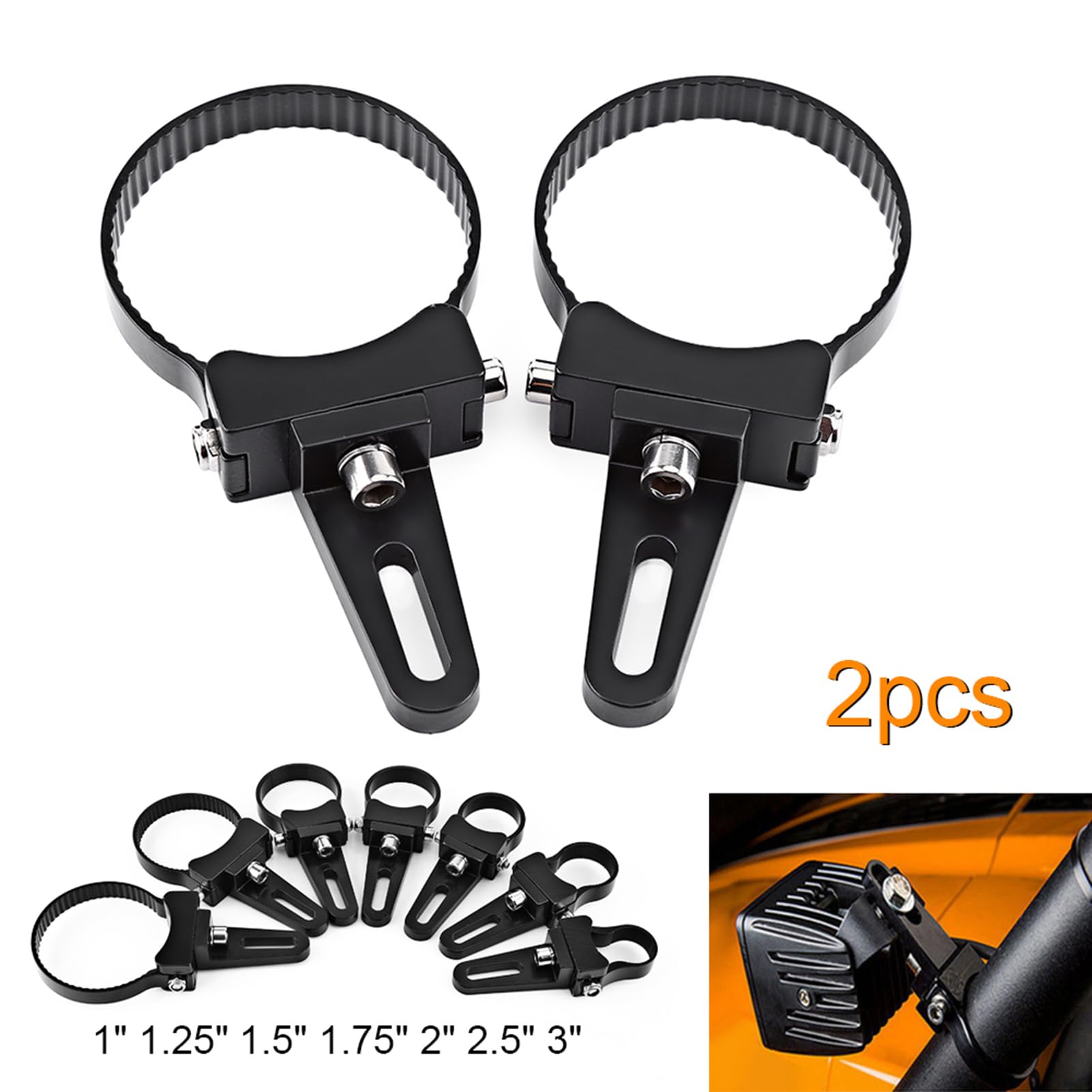 Support Fixation Barre LED Voiture – Pinces Ajustables 2,5 à 7,6 Cm | Pour Pare-buffle, Garde-boue, Tube - 6