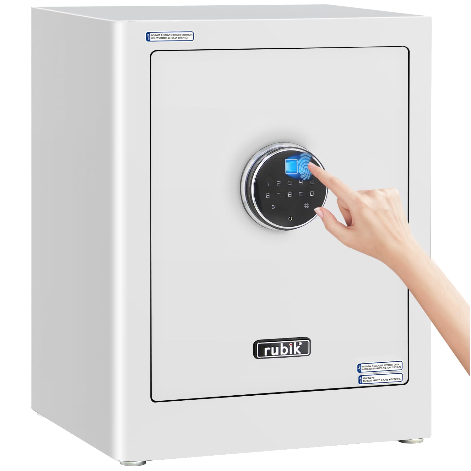 Rubik Safe Box with Biomatric Fingerprint Lock, Digital Touch and Key Lock for Money Jewelry Documents Home Office RB45AG (Size 45x35x30cm) (White)