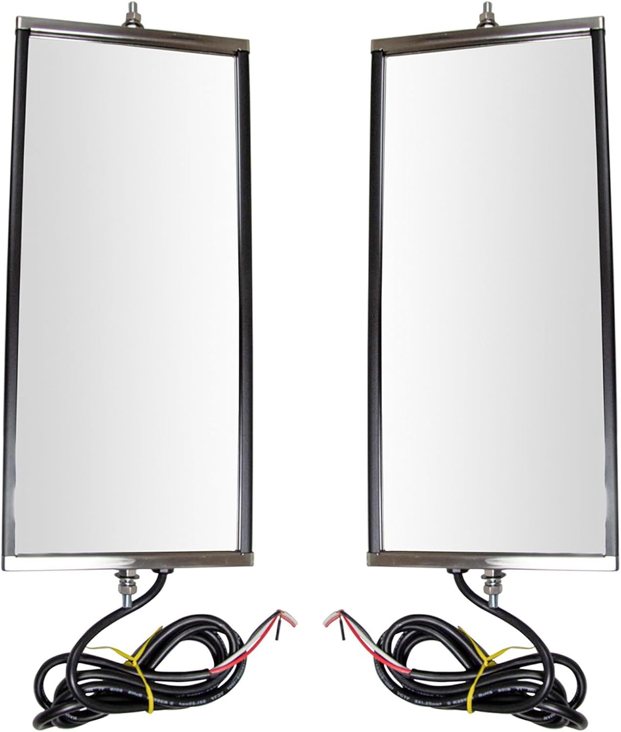 TRQ West Coast Mirror Set Heated with Turn Signal 16 x 7 Manual Compatible with 00–17 Ford F-650 97–09 Chevrolet T6500 97–09 GMC T6500 11–17 Ram 4500 03–19 Freightliner M2 106 13–19 Kenworth T680