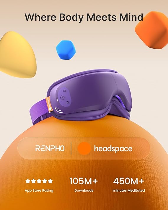 RENPHO x Headspace Eyeris Zen, Meditation Eye Massager with Heat, Portable Heated Eye Mask, Ultra-Quiet for Deeper Sleep, Ideal Gift for Fathers Day, Gifts for Him, Women, Birthday, FSA Eligible HSA