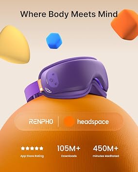 RENPHO x Headspace Eyeris Zen, Meditation Eye Massager with Heat, Portable Heated Eye Mask, Ultra-Quiet for Deeper Sleep, Ideal Gift for Fathers Day, Gifts for Him, Women, Birthday, FSA Eligible HSA
