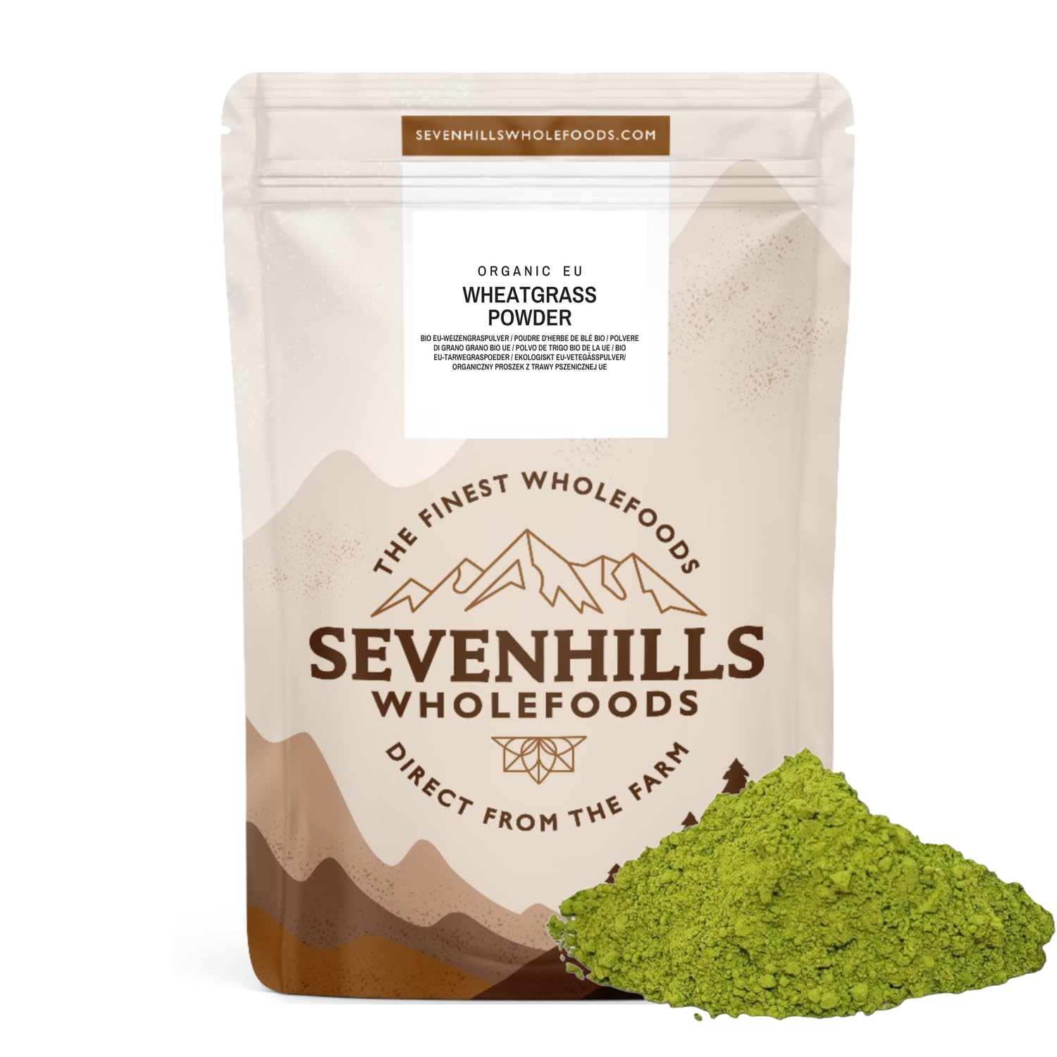 Sevenhills Wholefoods Organic Wheatgrass Powder, European (EU) 1kg | Cultivated in Europe | High in Vitamin C and IronEU OrganicSoil AssociationSoil AssociationSoil Association