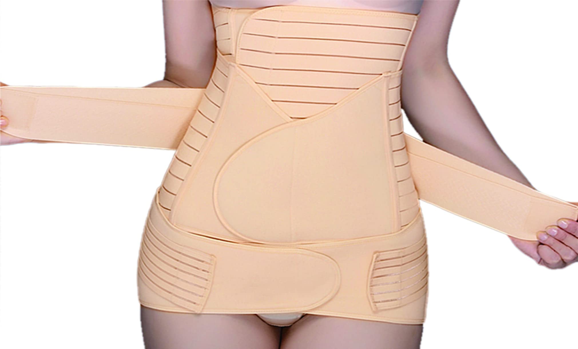 Sira BeautySira Healthcare 3 in 1 (9” width) Postpartum Maternity Belt: 6” Upper Belly,3” Lower Belly, Back Support with 2 Medical Grade plastic strips.(L)