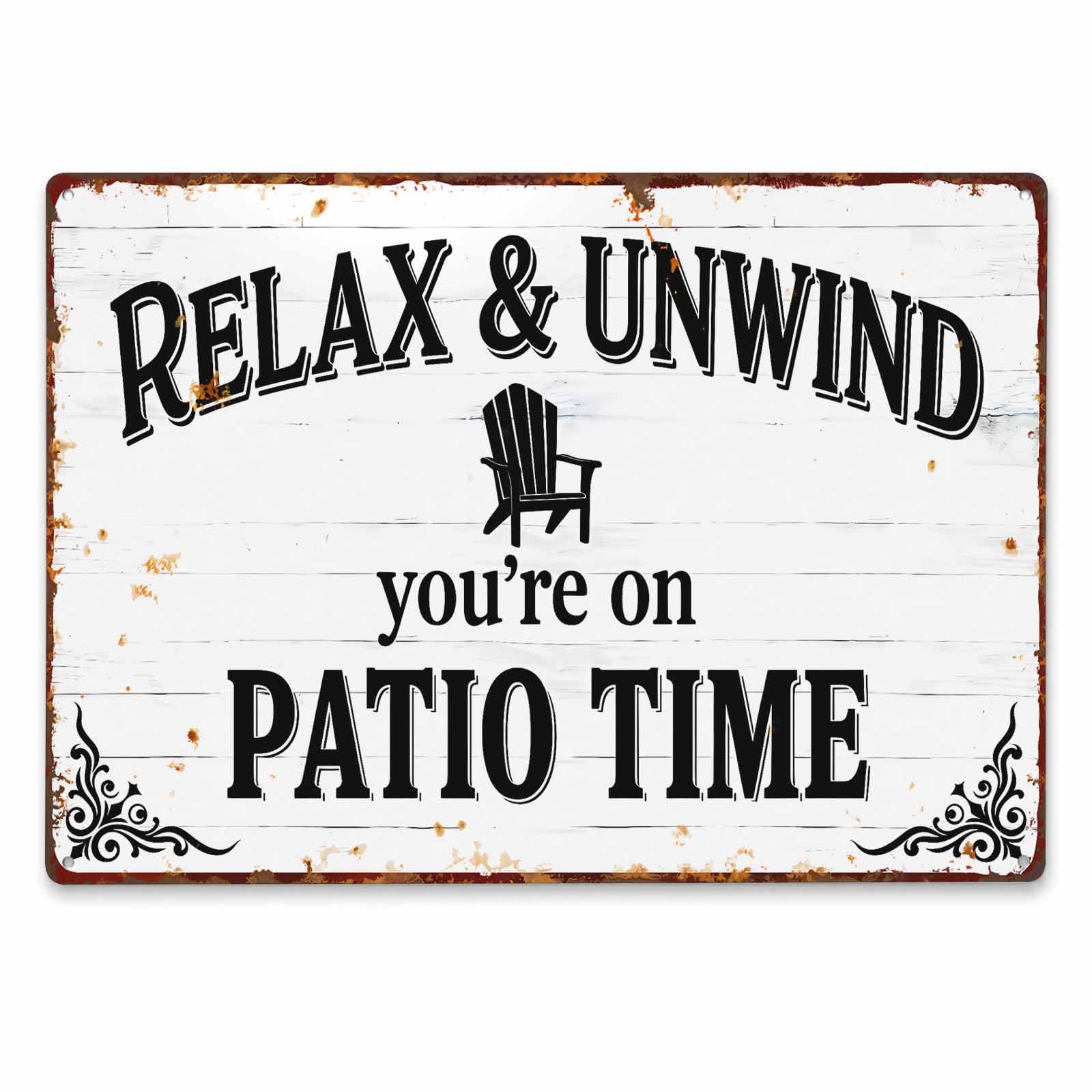 Relax Unwind Floral Wooden Vintage Metal Tin Sign 8x12,Waterproof