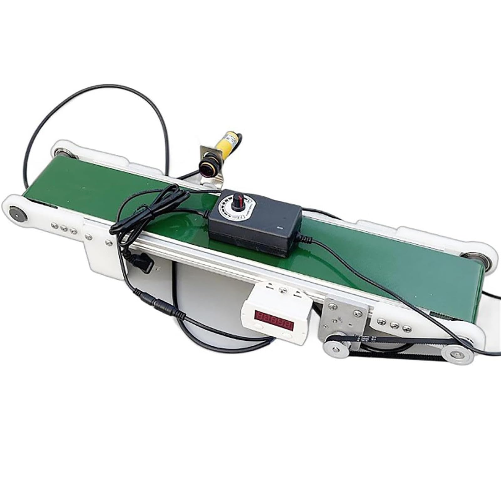 Cinta transportadora con conteo automático y velocidad ajustable para manejo de carga y experimentos científicos