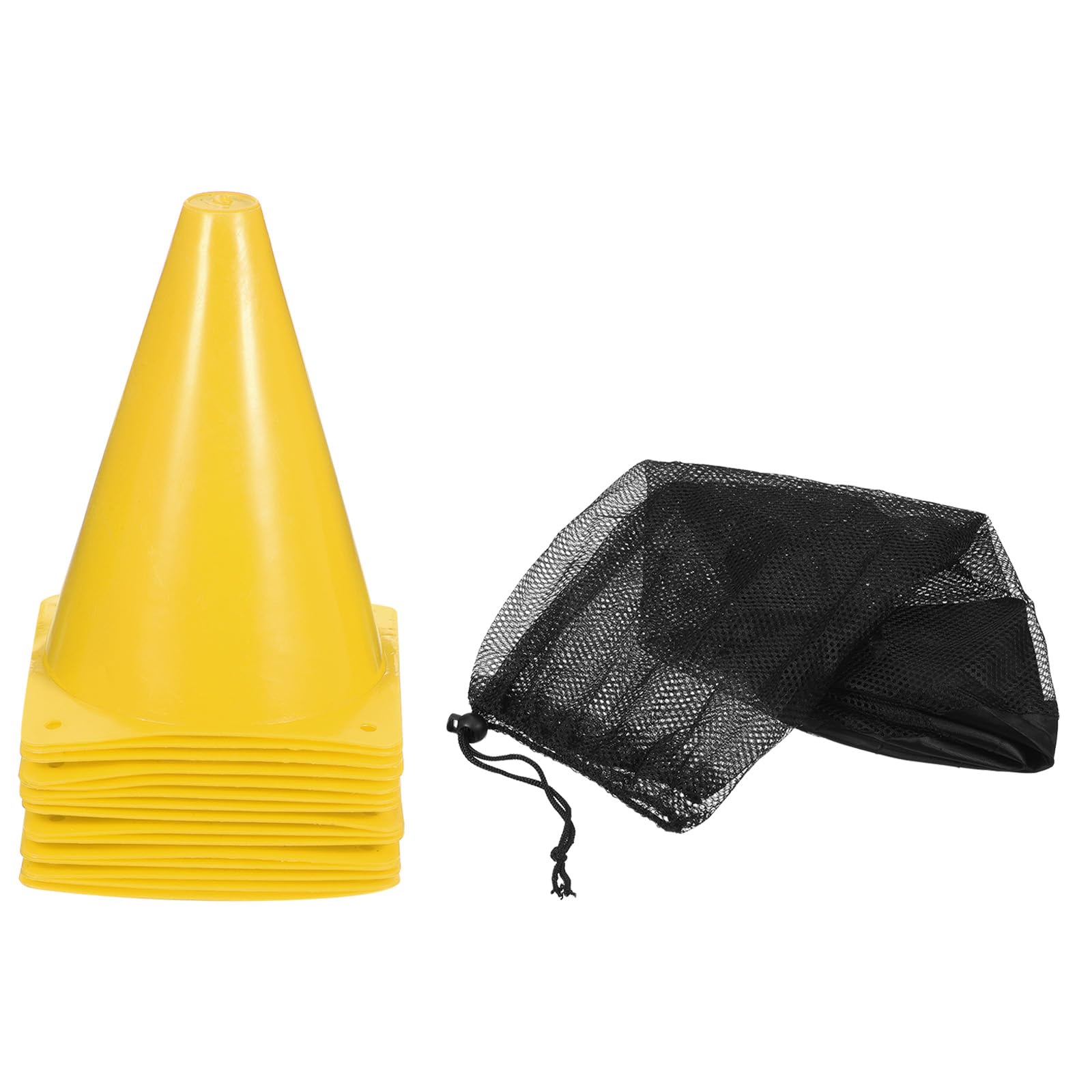 PATIKIL 7" Fútbol Conos, 24 Paquete Plástico Tráfico Entrenamiento Agilidad Campo Marcadores con Transporte Bolsa para Exterior Actividad Práctica, Amarillo