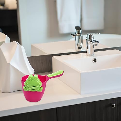 Miniatura 9 de jojofuny 1 juego de bañeras para bebé, taza de enjuague de baño, lindo champú de rana, enjuagador de ducha con rociador, cuchara para baño de bebé,