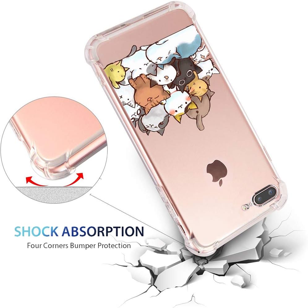 iPhone 7 Plus 8 Plus Case Cat Clear with Design Cute & Funny Cat Pattern Bumper Protective Case for Apple iPhone 7 Plus 8 Plus 5.5 Inch Gel Flexible TPU Silicone Shockproof Pet Pile Kitty Cats Cover