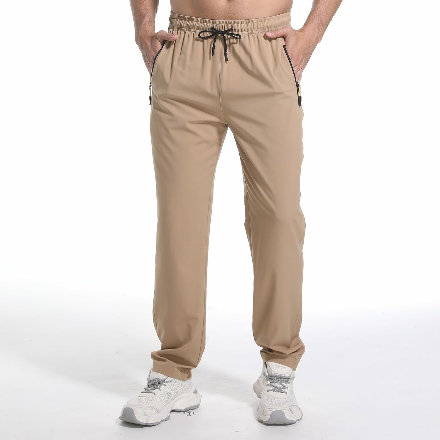 PJZHJ Men's Lightweight Hiking Pants Water Resistant Quick-Dry Rain Pants Elastic Waist Outdoor Sweatpants - Image 3