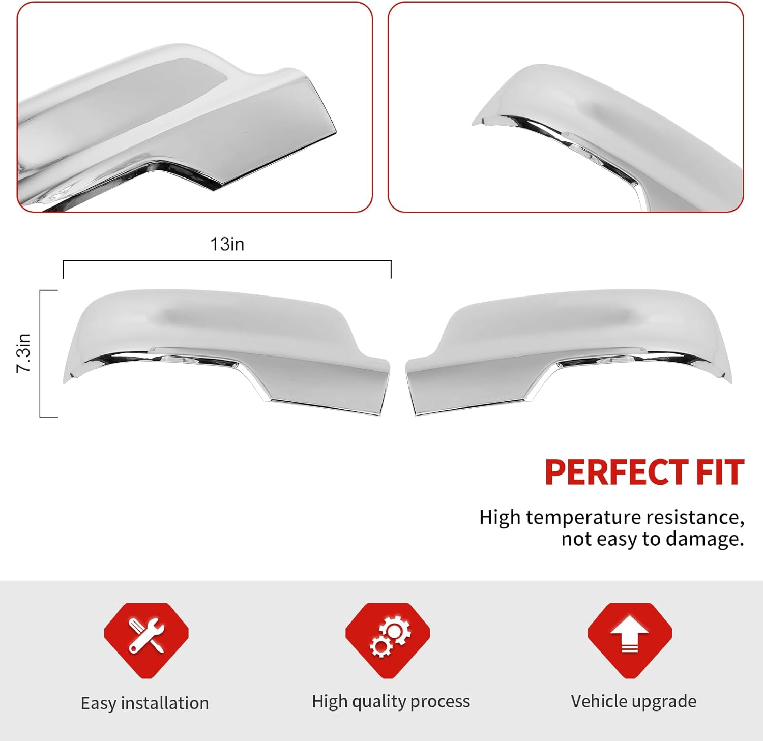 Jimen Compatible with Dodge Ram 2018-2022, Car Outside Door Mirror Caps Rearview Mirror Cover Trim (Chrome)