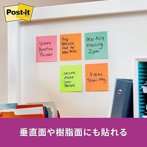 Miniatura 3 de Post-it 630-5SSAN Notas adhesivas, adhesivo fuerte, rayado, color neón, 3.0 x 3.0 pulgadas (2.953 x 2.953 in), 90 hojas x 5 libros