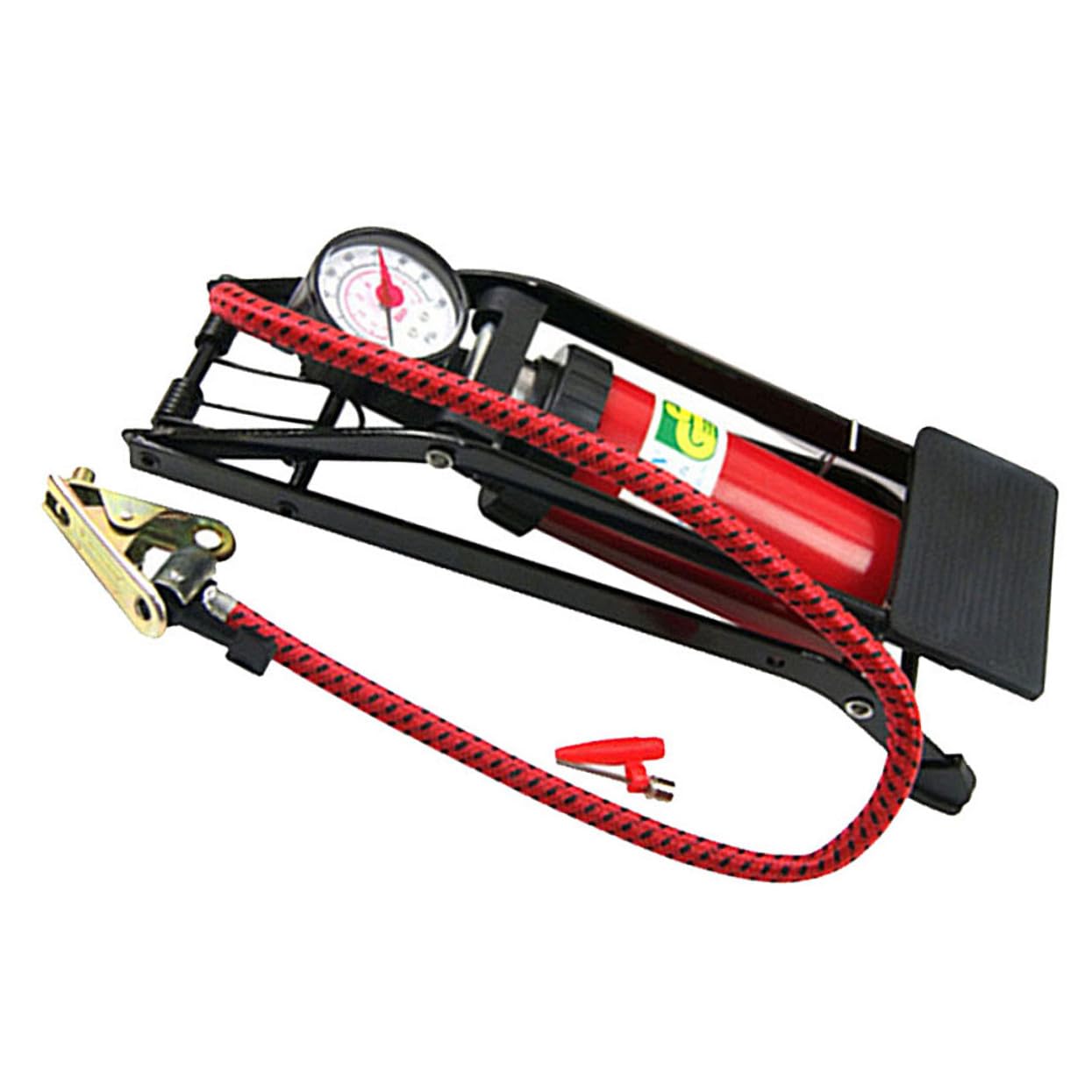 Hochdruck Fußpumpe mit Manometer Tragbare Autoreifen Standpumpe für Fahrrad Motorrad rutschfeste Multifunktionsventile Kompatibel mit Gummiboot und Luftbett Robuster Fußbetrieb