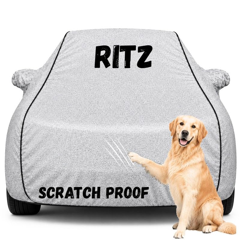 Image of Pure Fabric Silver 100% Waterproof Ritz Car Cover | Polyester Car Body Cover for Rain & Sun | UV Protection, Dustproof, Scratch Resistant, Windproof, Heat Resistant, Custom Fit