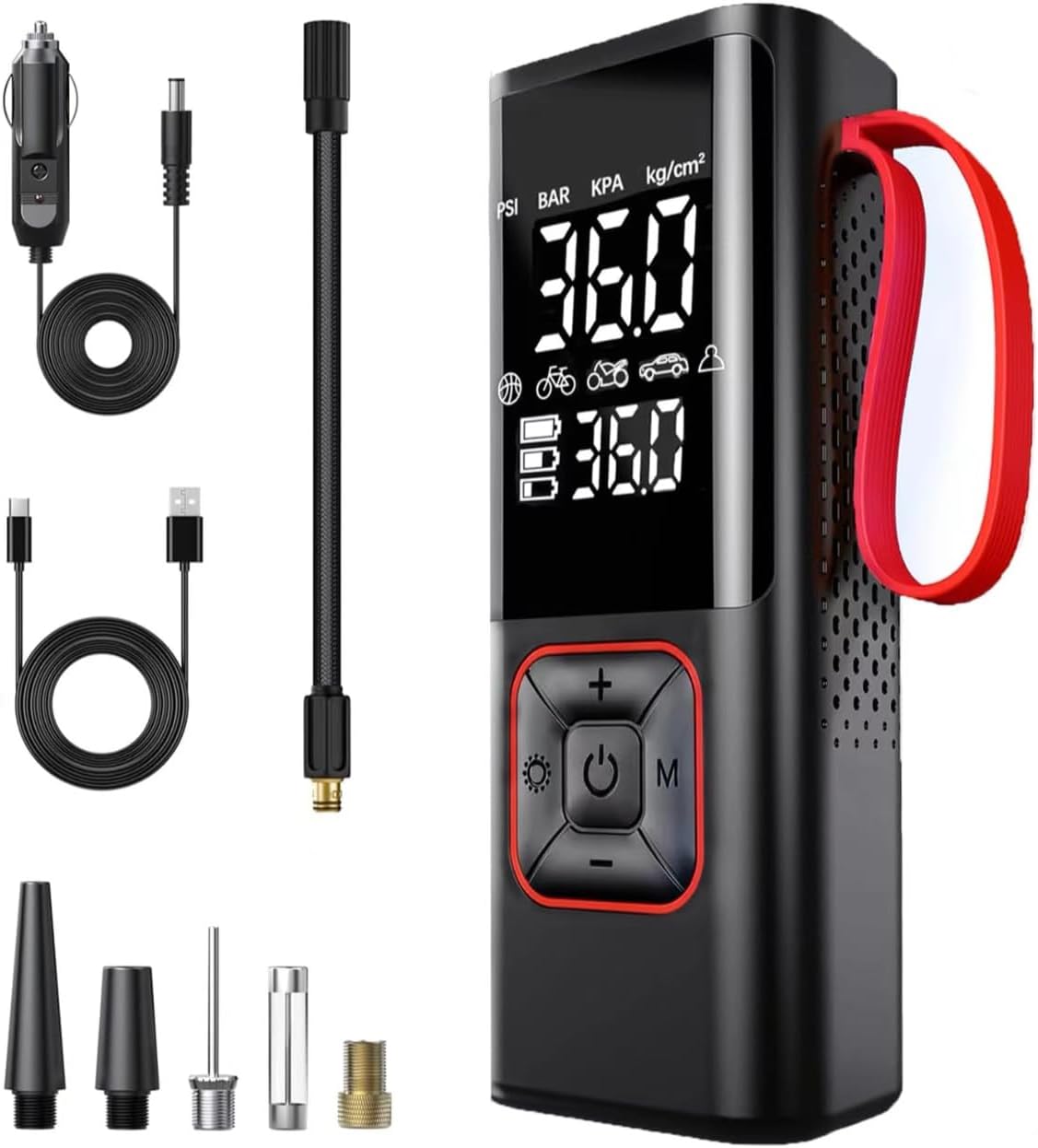 Tire Inflator Portable Air Compressor, Portable Air Pump for Car Tires with Digital Pressure Gauge, 150PSI Air Compressor for Car, Bike, Motorcycle