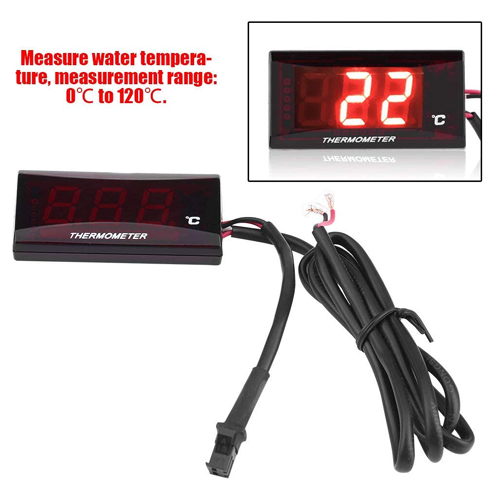 Termometro digitale universale per moto a LED con sensore, indicatore della temperatura dell'acqua 0-120 ℃ per scooter da corsa 12V, luce rossa