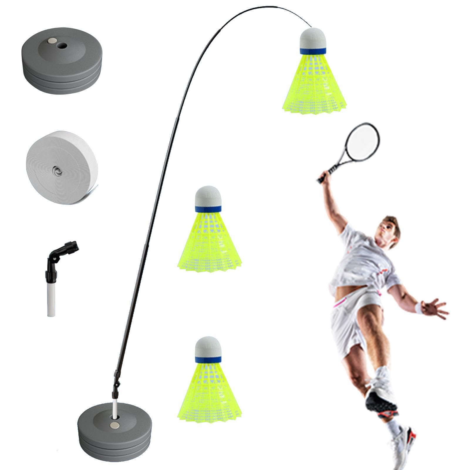 Badminton Training Device with 3 Nylon Balls - Adjustable Aid for Singles Practice - Training Equipment for Learners and Children