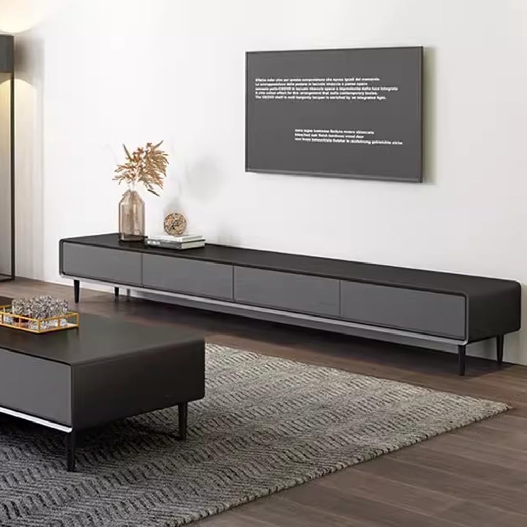 Modern Wooden TV nd Cabinet 240cm Floor Unit with 2 Ders & Door Lar Sto for Living Room & Office Slish Grigio h Functal TV Bench
