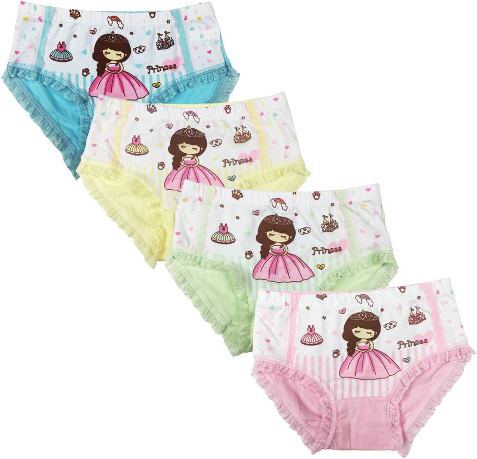 Core PrettyBig Girls Underwear Kids Cotton Briefs Princess Panties Breathable Cool Children Hipster Underpants Size 7-9(Pack of 4) (PRINCESS ONE, 7-9Years)