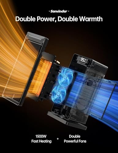 Miniatura 2 de Calentador de espacio, calentadores de espacio de 1500 W para uso en interiores, calentador eléctrico para dormitorio, termostato ECO oscilante de