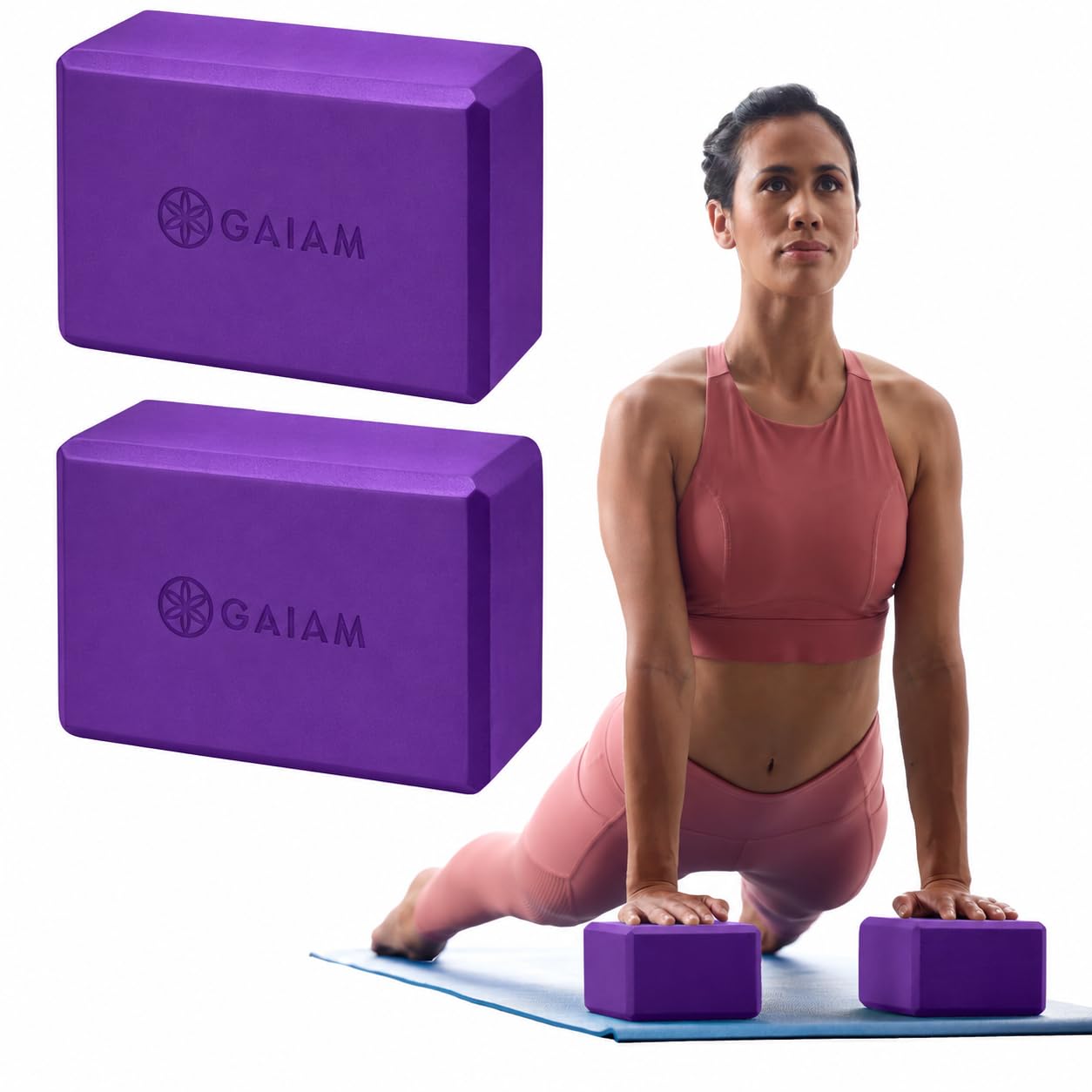 Gaiam Yoga Block - Supportive Latex-Free Eva Foam - Soft Non-Slip Surface with Beveled Edges for Yoga, Pilates, Meditation