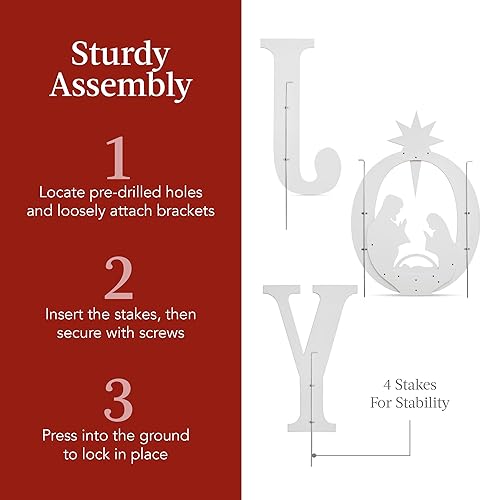 Miniatura 5 de Best Choice Products Decoración navideña de Navidad de 46 pulgadas, letrero de decoración de patio de 3 piezas, silueta de PVC resistente a la
