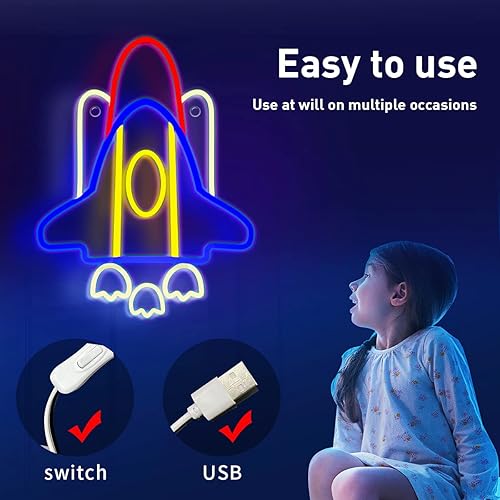 Miniatura 3 de Letreros de luces LED de neón grandes de Fightert para decoración de habitación de niños, letrero de luz LED alimentado por USB para dormitorio,
