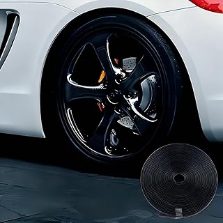 Car Wheel Protection Ring, Car Wheel Hub Decorative Strip/Anti-Scratch Soft Rubber Strip/Decorative Line Sticker (Black)