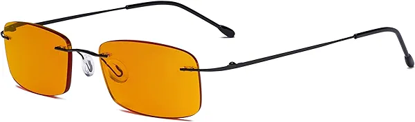 Eyekepper Titanium Rimless Orange Tinted Lenses Computer Reading Glasses Readers Men Women