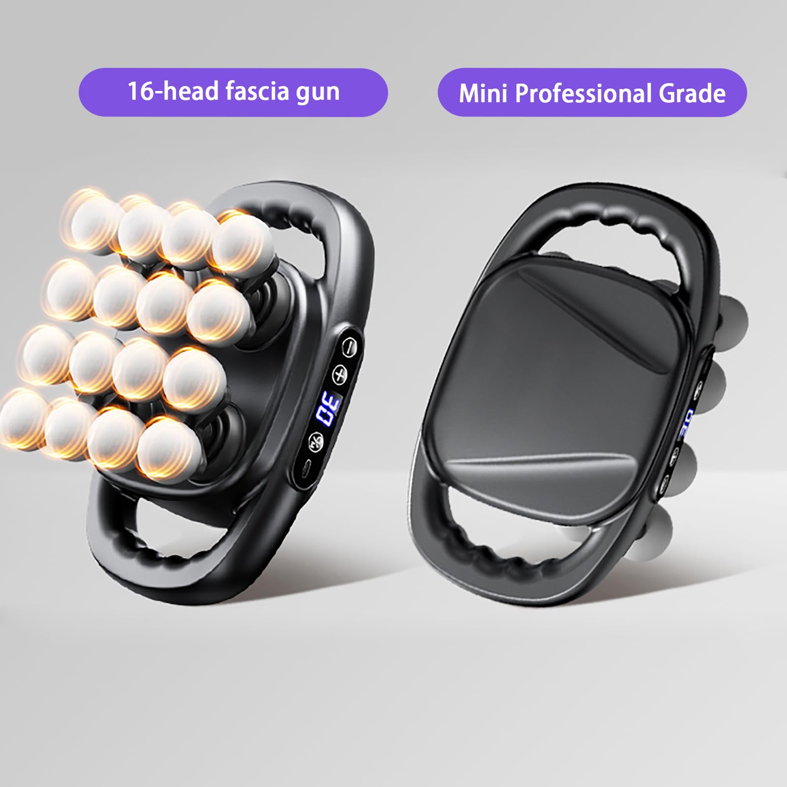 Pistolet de massage à 16 têtes - Mini tissu profond, masseur portable à percussion musculaire avec 3 modes et 30 intensités - Masseurs du dos pour soulager la douleur du corps entier - Cadeau
