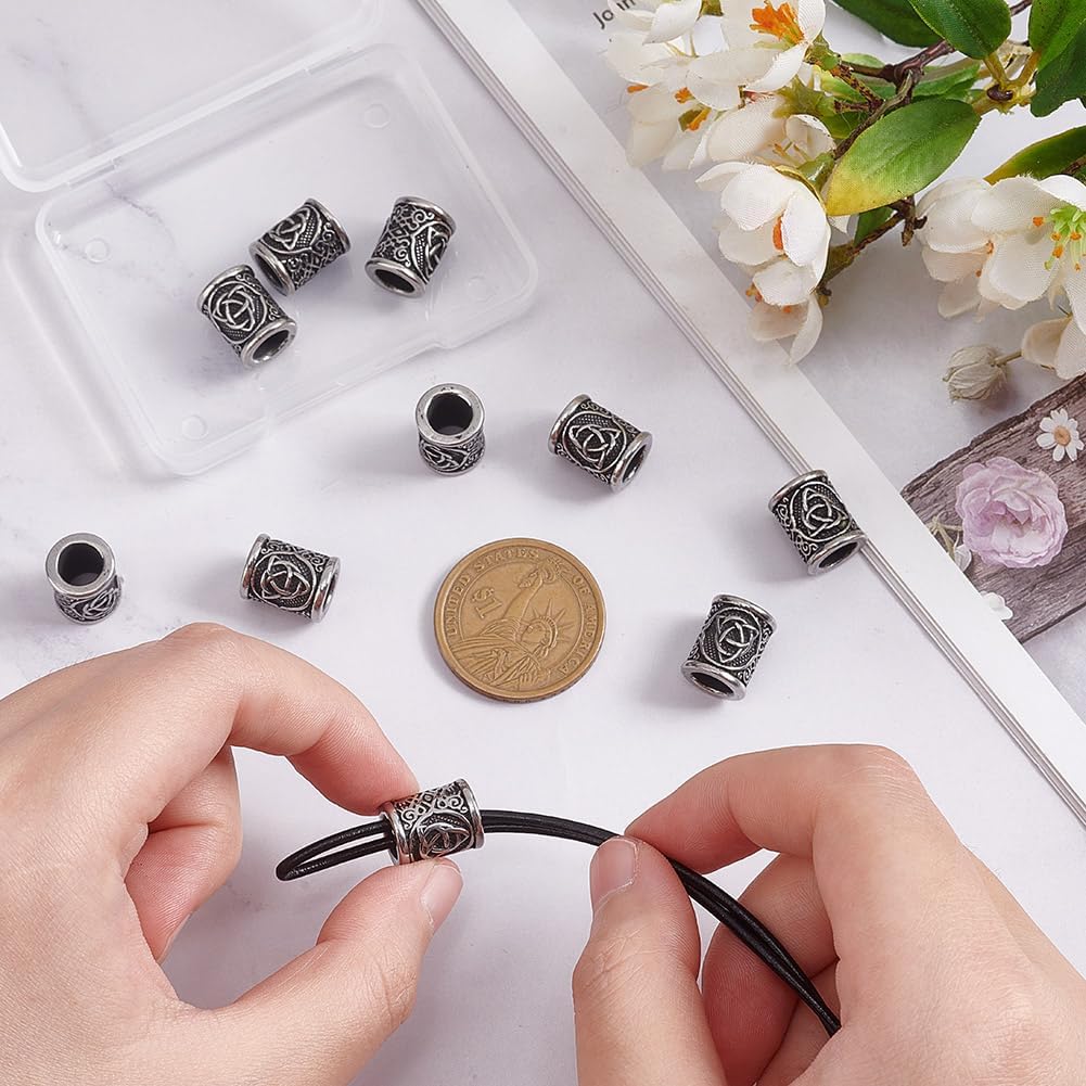 UNICRAFTALE 10Pcs Paracord Bead Column Spacer with Trinity Knot Large Hole for Hair, Beard, Bracelets & Jewelry Making - Image 4