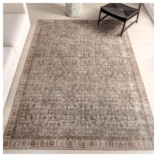 nuLOOM Hillstone Collection 5' x 8' Area Rug, Traditional Vintage Distressed Medallion, Thick and Soft, Durable Non-Shedding Low Pile Poly/Jute Blend, Easy to Clean, Living Room, Bedroom