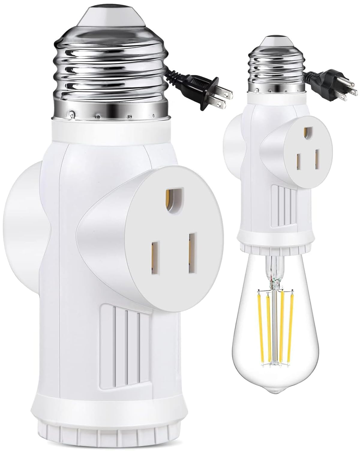 3-Prong Polarized Light Bulb Outlet Socket Adapter for Garage, Porch (White, 1)