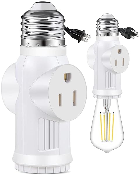 Light Socket Outlet Adapter, 3 Prong Light Socket Adapter, Polarized Light Bulb Outlet Socket Adapter, Light Socket to P