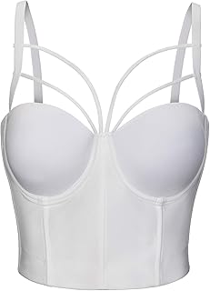 Mujer Corsé Bustier de Overbust Cierre con Cordones Sujetador de Encaje Bra Pechugón Crop top