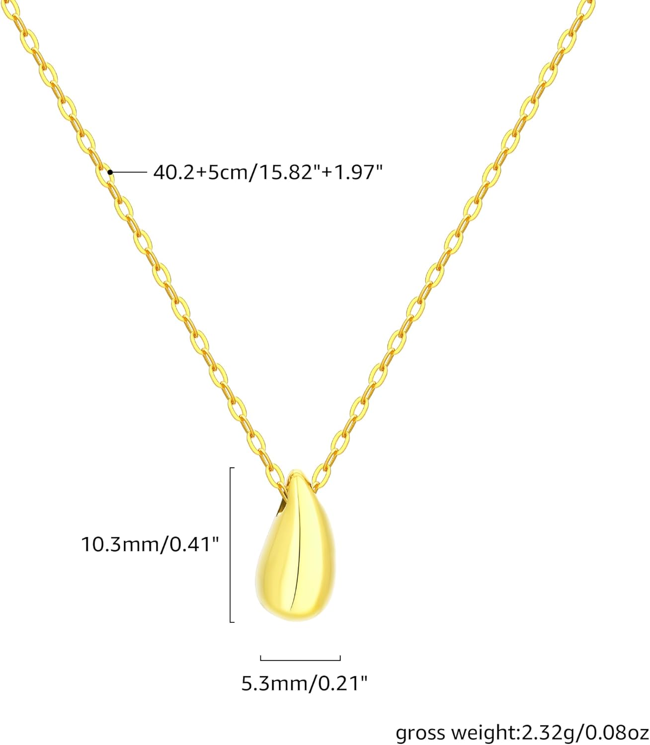 EVEYE S925 Sterling Silver Necklace For Women, Teardrop Pendant Necklaces, Pear Pendant Necklace Jewelry Minimalist style Gift