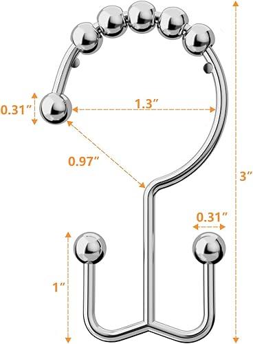 Miniatura 5 de Ganchos para cortina de ducha, anillos de ducha de doble deslizamiento para barras de ducha de baño, colgadores de barra de cortina de metal