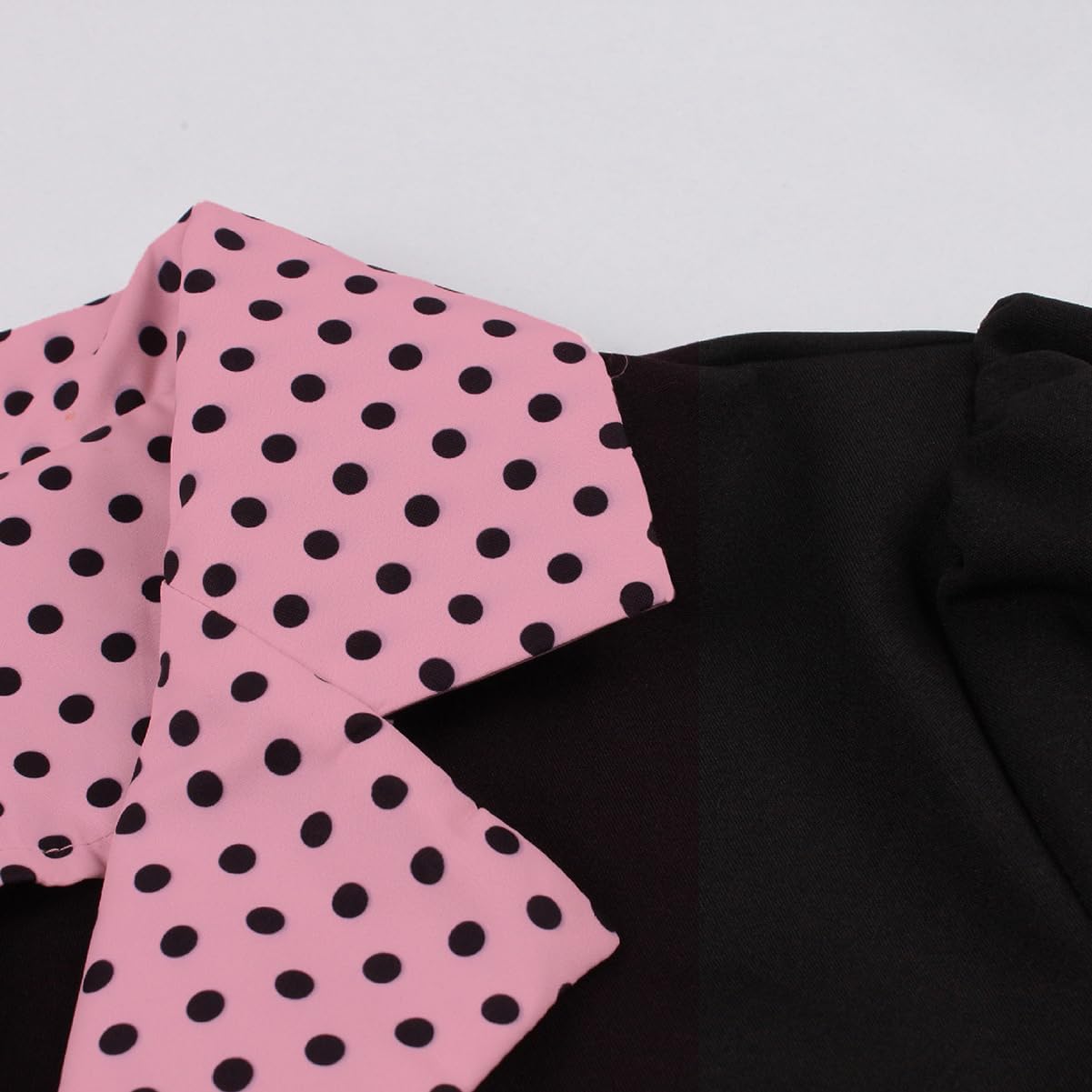 ODIZLI Women's 1950s Retro Dress Short Sleeve Notched Lapel Polka Dot Stripe Swing Dress with Belt Cocktail Dress - Image 4