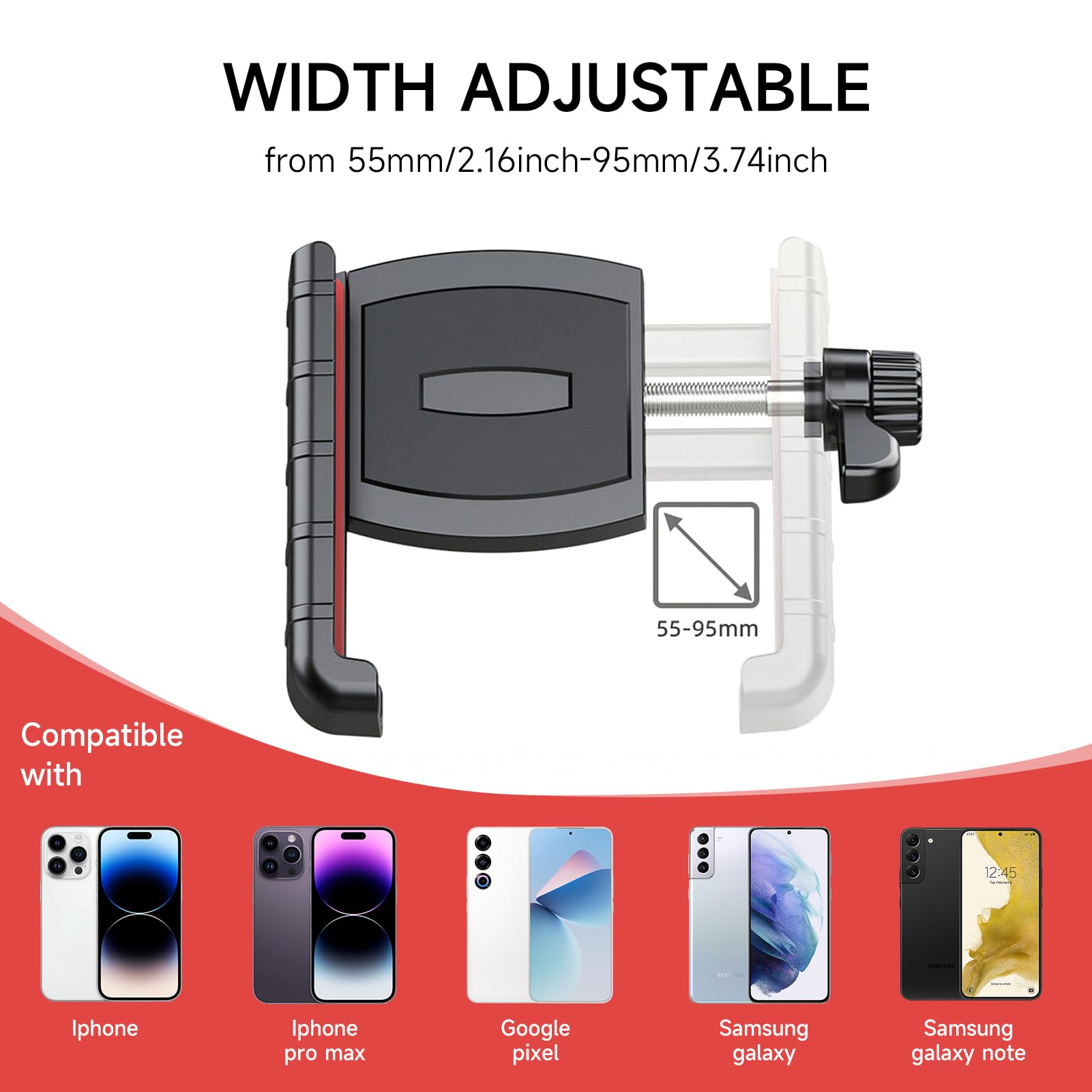 Support de téléphone portable pour chariot de courses, rotation à 360 degrés, compatible avec la plupart des smartphones et étuis de téléphone portable, convient pour chariot de golf, chariot