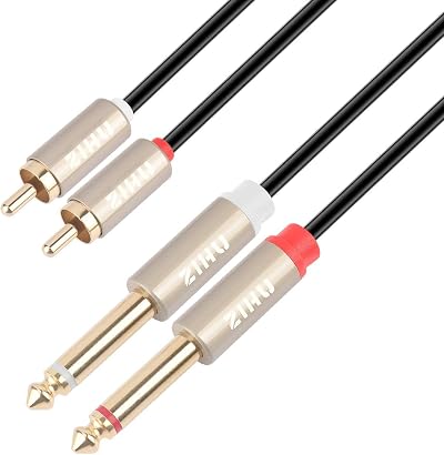 RCA to 1/4 Cable, ZIHU Dual 6.35mm 1/4 inch TS to 2RCA Stereo Audio Interconnect Cable Adaptor Cable, 6.5 Feet (2 Meter)