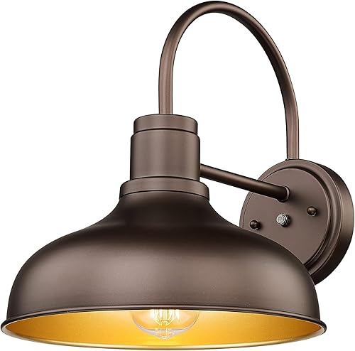 ALLGOT Luces de granero de cuello de cisne del atardecer al amanecer, iluminación de pared para exteriores, accesorio de iluminación de pared