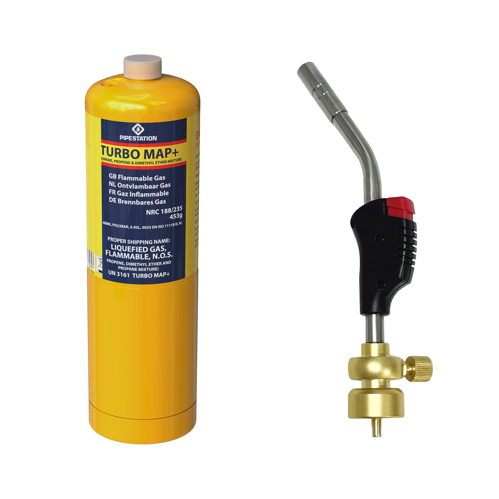 Pipestation Mapp Gas Canister | Map Plus Gas Bottle Cylinder For Propane Blow Torch Plumbing Blowtorch | Map Gas Cartridge For Gas Torch | Gas For Blow Torch (Trigger Torch + 1X Mapp Cylinder)