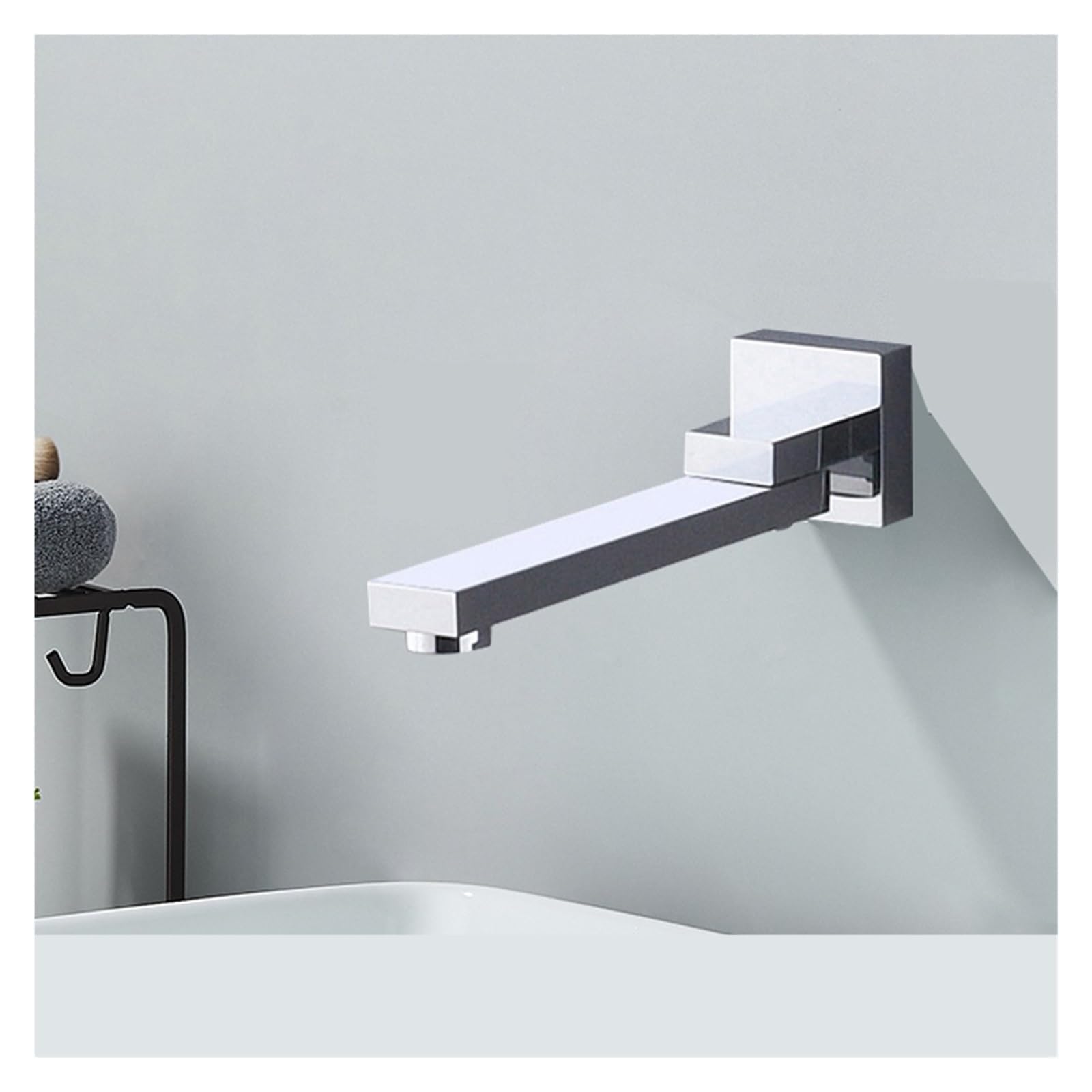 Robinet de lavabo à bec rotatif mitigeur eau chaude froide encastré chrome vasque