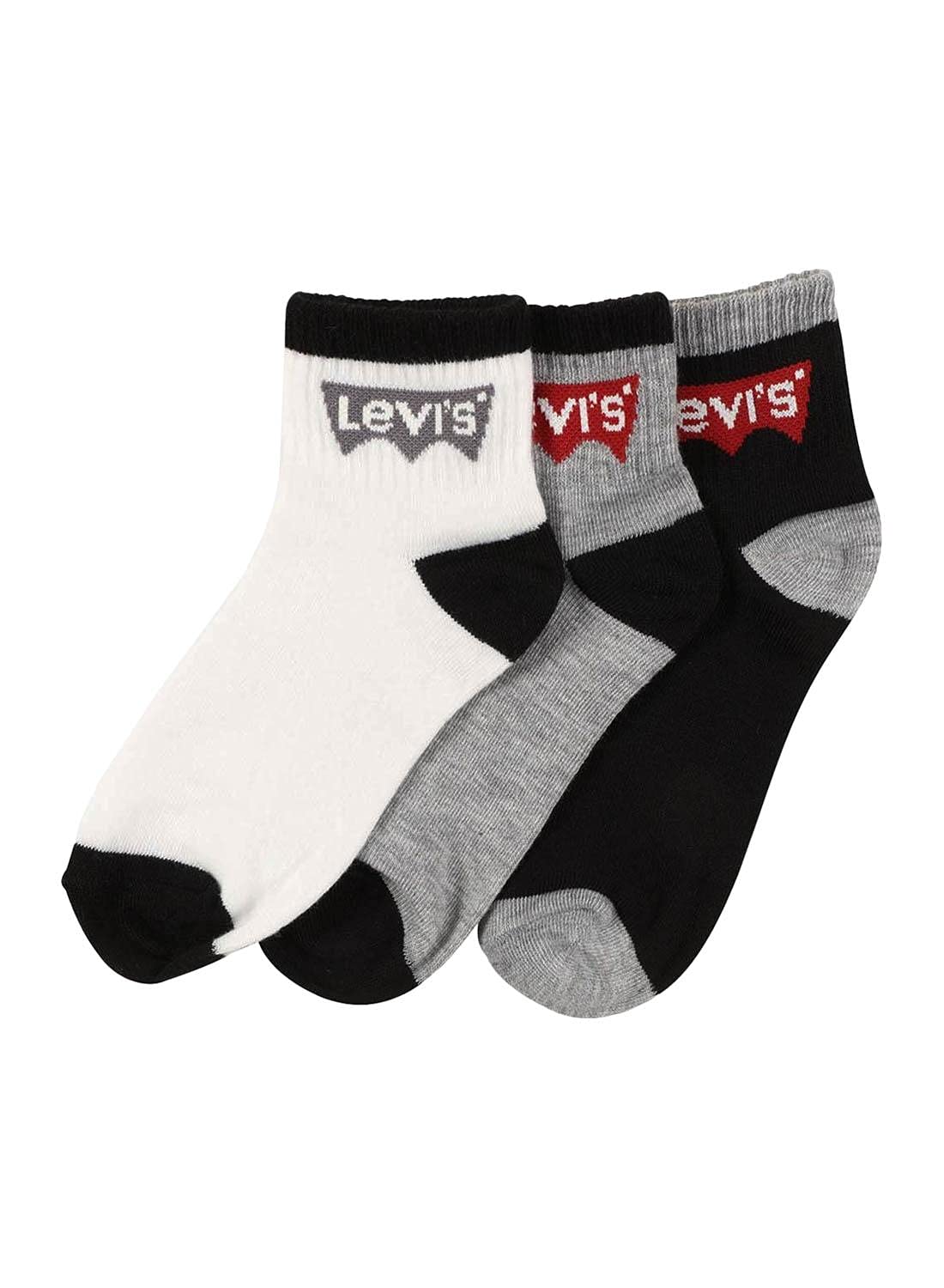 Levi's Boys Lhn Batwing Midcut 3pk Xl0078 Socks, BLACK, 9-11 Years UK