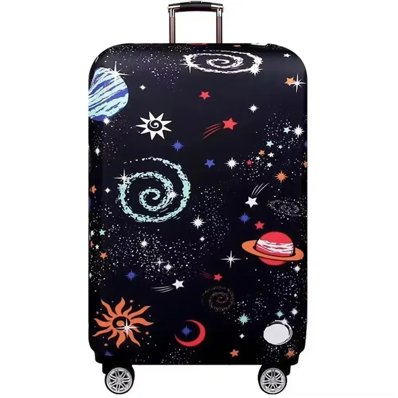 2PCS Gepäck Abdeckung Reise Koffer Schutzhülle Stretch Stoff Staub Abdeckungen Reise Zubehör Gepäck Supplie(Black Universe,M)