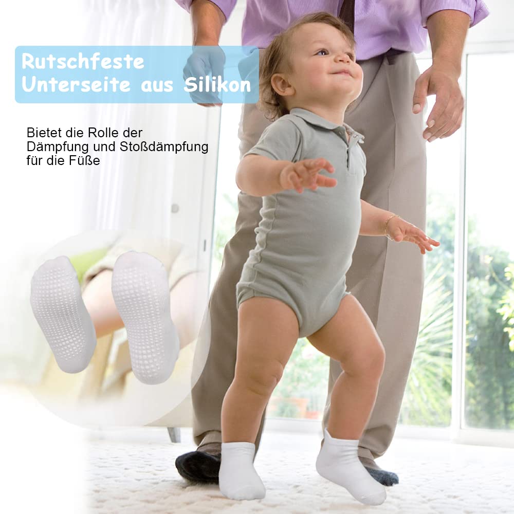 GRPSKCOS Lot de 12 paires de chaussettes antidérapantes en ABS pour enfants de 6 à 12 mois, 1 à 7 ans, garçons et filles