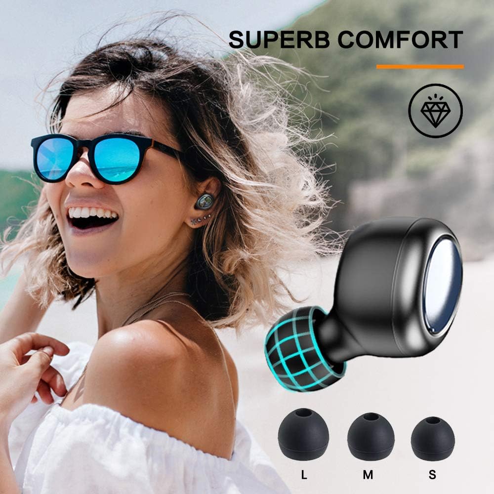 [Upgraded Version of T1] SUPAZO True Wireless Earbuds Built-in Microphone, Bluetooth 5.0 Deep Bass True Wireless Headphones, 7 Hours Continuous Playtime, 48 Hours Playtime with Charging Case, T1-Pro