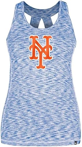 New Era Women's Active Halter Tank Top - MLB Ladies Sleevelees T-Shirt (US, Alpha, X-Large, Regular, Regular, Blue, New York Mets)