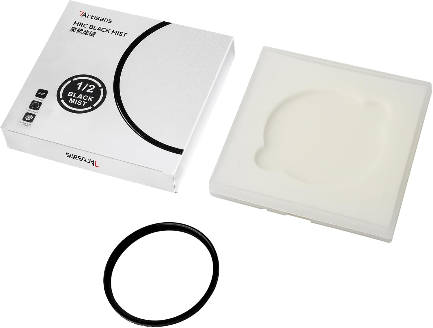 7artisans Black Mist Filter 1/2 Aluminum Alloy Natural Soft Diffuser Effect Dream Cinematic Effect Soft Focus Optical Glass Filter (49mm)