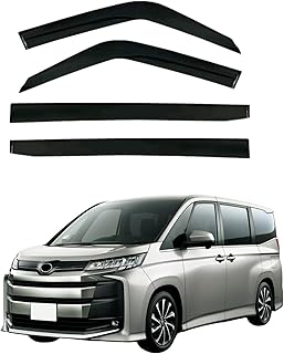 MEKOMEKO 新型 ヴォクシー VOXY 90系 専用 ドアバイザー サイドバイザー ウインドウ バイザー 車用 雨避け 雨よけ 日避け 日よけ 換気 ディフェンダー 外装 カスタムパーツ ブラックスモーク アクセサリー PMMA アクリル素材 左右セット 4PCS 取り付け簡単 年式：2022年1月～【ブラック(半透明)】VOM-QYD